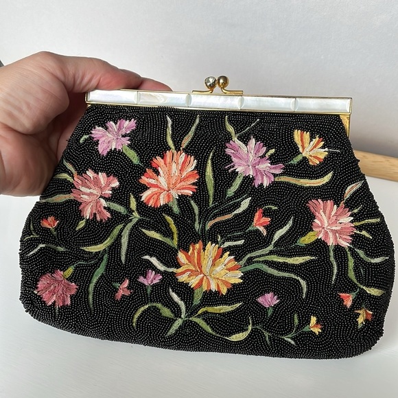 Vintage Bags By Josef Beaded Embroidered Clutch Bag Hand Beaded In France - Picture 13 of 13